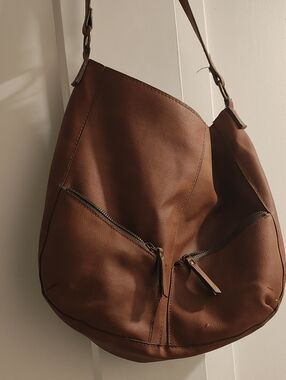Brown Leather Hobo Shoulder Bag - Unbranded